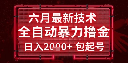 六月最新技术全自动暴力撸金,稳定日入2k+包起号,长期稳定【揭秘】-水滴知识网