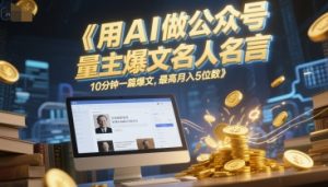 用AI做公众号流量主爆文名人名言，10分钟一篇爆文，最高月入5位数-水滴知识网