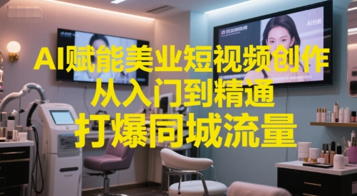AI赋能美业短视频创作,从入门到精通,打爆同城流量,超级AI工具短视频实操落地-水滴知识网