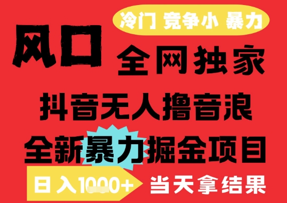 25年6月高爆抖音无人直播最新撸音浪掘金项目,解放双手小白可做,无脑日入1k+,门槛低【揭秘】-水滴知识网