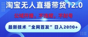 淘宝无人直播带货12.0,最新技术,不封号,不违规,操作简单,开播爆单,日入多张【揭秘】-水滴知识网