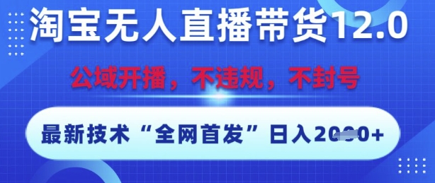 淘宝无人直播带货12.0,最新技术,不封号,不违规,操作简单,开播爆单,日入多张【揭秘】-水滴知识网