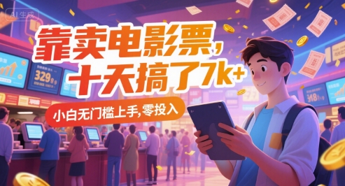 靠卖电影票,十天搞了7k+,小白无门槛上手,零投入【揭秘】-水滴知识网