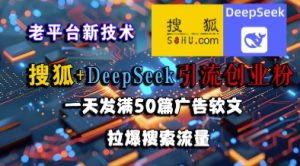 搜狐+DeepSeek引流创业粉,老平台新技术,一天发满50篇广告软文,拉爆搜索流量-水滴知识网