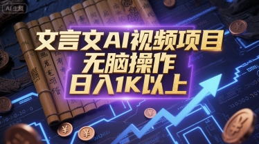 文言文AI视频项目,无脑操作,日入1K以上-水滴知识网
