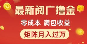 最新阅广撸金项目，零成本满包收益，可矩阵操作，月入过1W【揭秘】-水滴知识网
