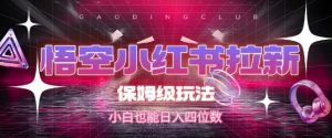 悟空小红书拉新,保姆级玩法,小白也能日入四位数-水滴知识网