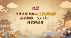 在头条号上用AI生民间故事视频，5天1k+，纯软件操作-水滴知识网