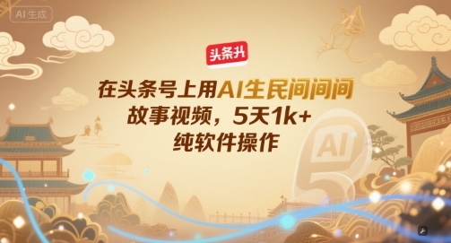 在头条号上用AI生民间故事视频，5天1k+，纯软件操作-水滴知识网