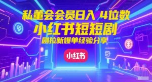 私董会会员日入4位数小红书红果短剧拉新爆单经验分享-水滴知识网