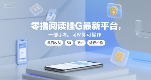 零撸阅读挂G最新平台，一部手机即可操作，单日收益50-3张+轻轻松松【揭秘】-水滴知识网