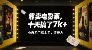 靠卖电影票，十天搞了7k+，小白无门槛上手，零投入【揭秘】-水滴知识网