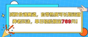 减肥食谱赛道,自带热度可长期运营,养老玩法,单日轻松搞定769-水滴知识网