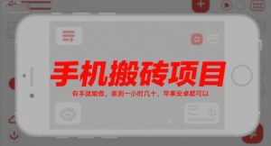 手机搬砖项目,有手就能做,亲测一小时几十,苹果安卓都可以-水滴知识网