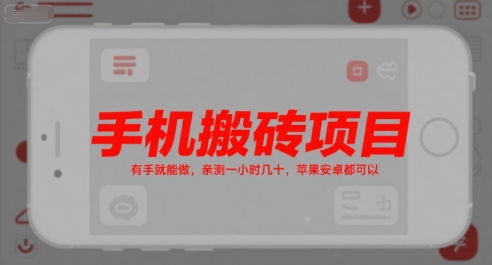 手机搬砖项目,有手就能做,亲测一小时几十,苹果安卓都可以-水滴知识网