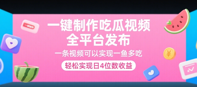 一键制作吃瓜视频,全平台发布,一条视频可以实现一鱼多吃,轻松实现日4位数收益【揭秘】-水滴知识网