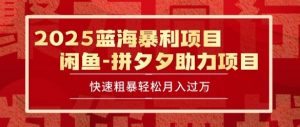 2025 最新闲鱼蓝海暴利项目 快速粗暴让你月入过1W不是梦，保姆级教程【揭秘】-水滴知识网