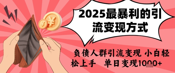 2025年最暴利的引流变现方式，负债人群引流变现，小白轻松上手，日入1k-水滴知识网
