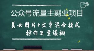 公众号流量主副业项目,美女图片+文章混合模式操作流量爆棚-水滴知识网
