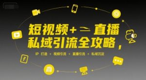 短视频+直播私域引流全攻略,IP打造 +视频引流 +直播引流 +私域沉淀-水滴知识网