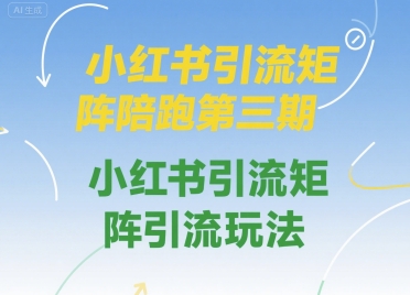 小红书引流矩阵陪跑第三期,小红书引流矩阵引流玩法-水滴知识网