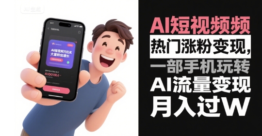AI短视频热门涨粉变现,一部手机玩转AI流量变现,月入过W-水滴知识网