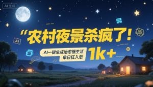 农村夜景杀疯了!AI一键生成治愈系慢生活,单日狂入1k+-水滴知识网