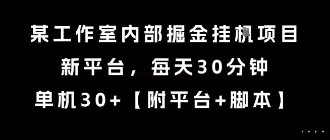 某工作室内部掘金挂G项目,新平台,每天30分钟,单机30+【揭秘】-水滴知识网
