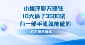 小程序聊天挣钱10天搞了3.5k,有一部手机就能做的-水滴知识网