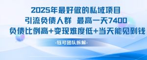 2025年最好做的私域项目，引流负债人群，最高一天变现7.4k，人群占比高，变现难度低，当天就能见到钱-水滴知识网