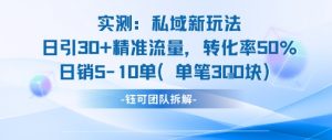 实测私域新玩法日引30加精准流量转化率50%日销5-10单每笔3张-水滴知识网