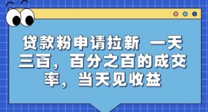 贷款粉申请拉新,一天三张,百分之百的成交率,当天见收益【揭秘】-水滴知识网