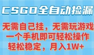 CSGO自动捡漏项目,最新独家玩法,一个手机可操作,新手小白轻松月入1W+,操作简单易上手【揭秘】-水滴知识网