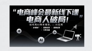 电商峰会最新线下课,电商人破局,如何用AI降本增效,AI应用-全域推广-直播运营-付费流量-水滴知识网