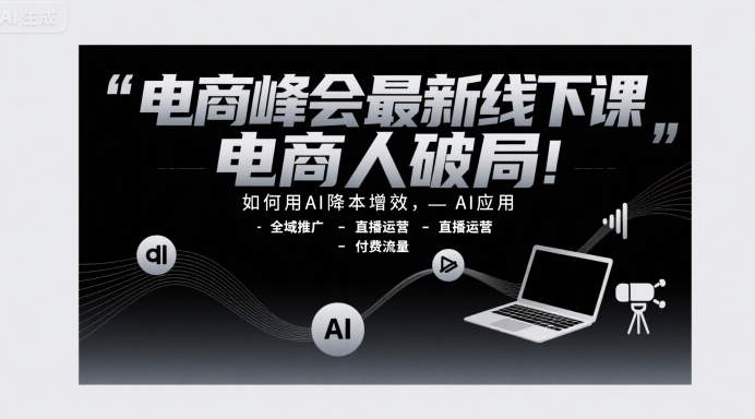 电商峰会最新线下课,电商人破局,如何用AI降本增效,AI应用-全域推广-直播运营-付费流量-水滴知识网