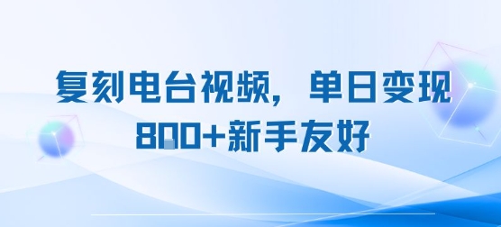 复刻电台视频，单日变现8张+新手友好，长期可做-水滴知识网