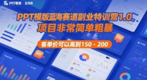 PPT模版蓝海赛道副业特训营1.0，项目非常简单粗暴，客单价可以高到150-200-水滴知识网