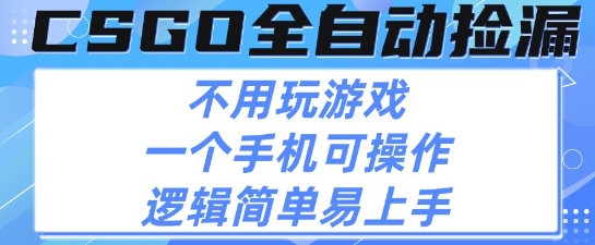 CSGO自动捡漏项目,最新独家玩法,不用挂G不用玩游戏,一个手机即可操作,新手小白轻松月入1W+【揭秘】-水滴知识网