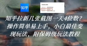 知乎拉新几张截图一天4位数？操作简单易上手，小白最佳变现玩法，附保姆级玩法教程-水滴知识网