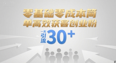 零基础零成本简单高效获客创业粉，一天引流30+-水滴知识网