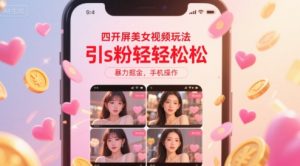 四开屏美女视频玩法,引s粉轻轻松松,暴力掘金,手机操作【揭秘】-水滴知识网