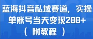蓝海抖音私域赛道，实操单账号当天变现288+(附教程)-水滴知识网