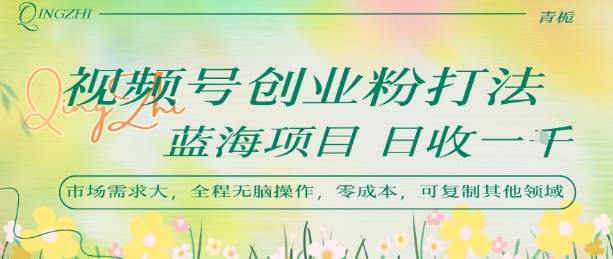 视频号创业粉打法，日入1k，蓝海项目，市场需求大，全程无脑操作，可复制-水滴知识网
