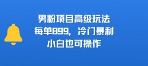 男粉项目高级玩法,每单899,冷门暴利,小白也可操作-水滴知识网