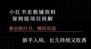 小红书卖小学教辅资料 保姆级项目拆解 1次课程彻底讲清楚!-水滴知识网