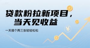 贷款粉拉新项目,当天见收益,一天搞个两三张轻轻松松【揭秘】-水滴知识网