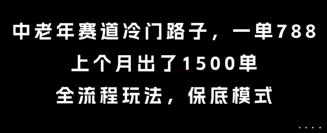 中老年赛道冷门路子，一单788，上个月出了1500单，全流程玩法，保底模式【揭秘】-水滴知识网