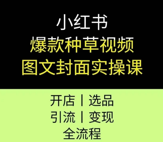 小红书爆款种草视频图文封面实操课，开店、选品、引流、变现全流程-水滴知识网