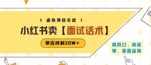 小红书虚拟项目掘金,卖面试话术资料,单店纯利20W+(附爆款笔记制作方法)-水滴知识网