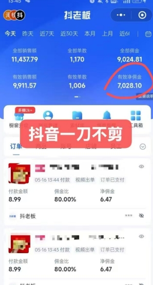抖音短视频一刀不剪带货，不剪辑，不直播，每天发个视频，等着出单获取带货佣金-水滴知识网